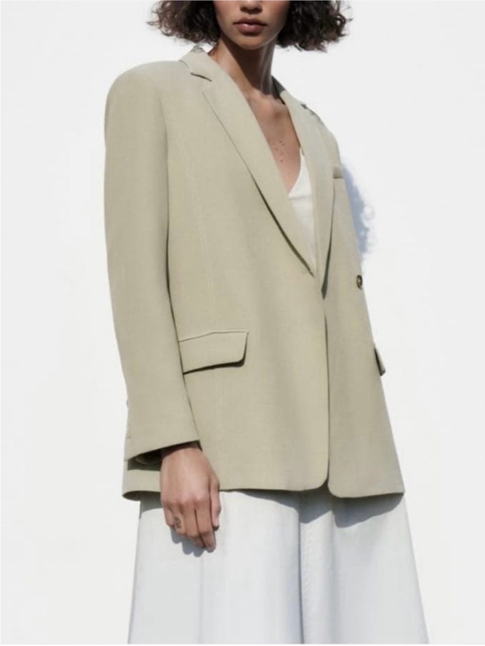 NWOT ZARA Oversized Vented Linen Bland Blazer